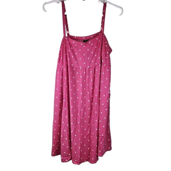 Torrid Womens Mini Challis Sleeveless Sundress Size 2X Pink Polka Dot Babydoll - Picture 1 of 3